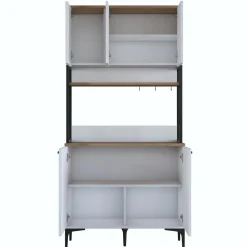 Aamiaiskaappi Linento Furniture JE193, valkoinen/pähkinänruskea