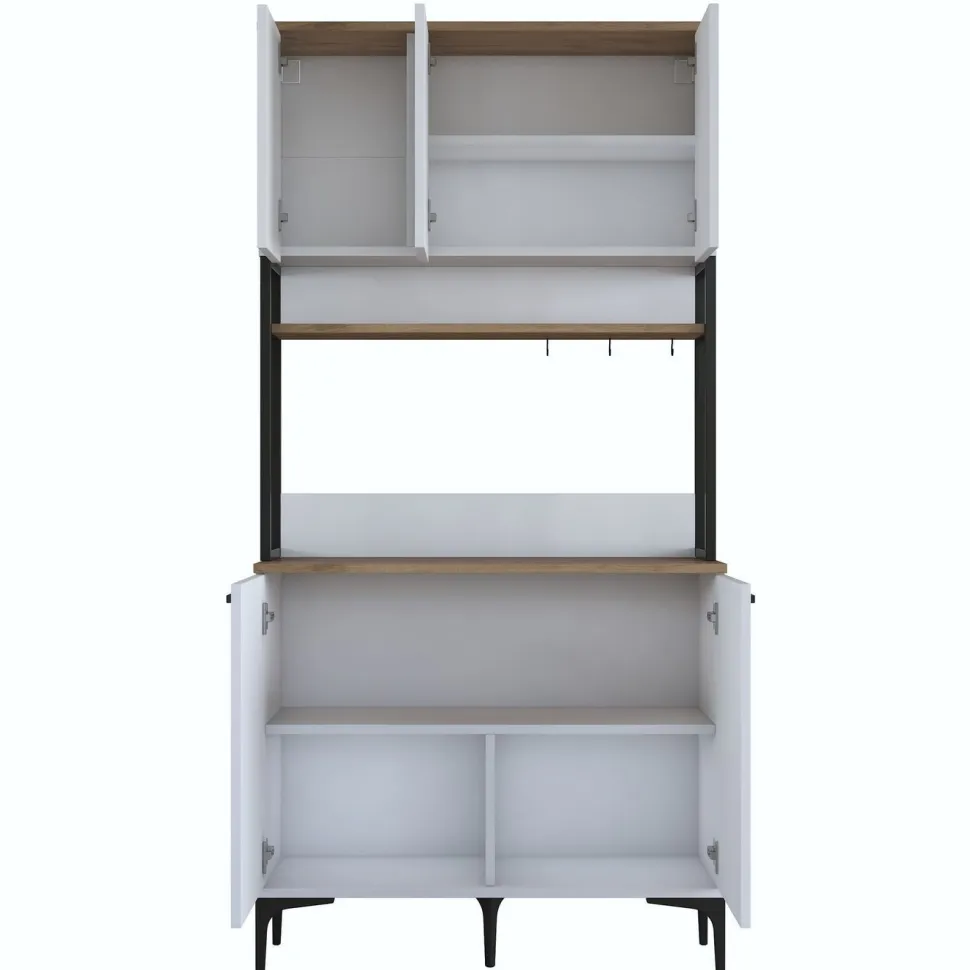 Aamiaiskaappi Linento Furniture JE193, valkoinen/pähkinänruskea