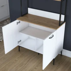 Aamiaiskaappi Linento Furniture JE193, valkoinen/pähkinänruskea