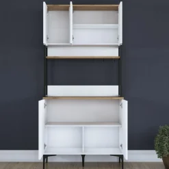 Aamiaiskaappi Linento Furniture JE193, valkoinen/pähkinänruskea