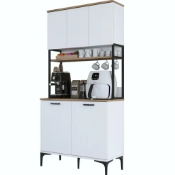 Aamiaiskaappi Linento Furniture JE193, valkoinen/pähkinänruskea