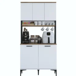 Aamiaiskaappi Linento Furniture JE193, valkoinen/pähkinänruskea