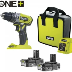 Akkuiskuporakone Ryobi ONE+ R18PD2-220SL 18V 2x2,0 Ah akuilla