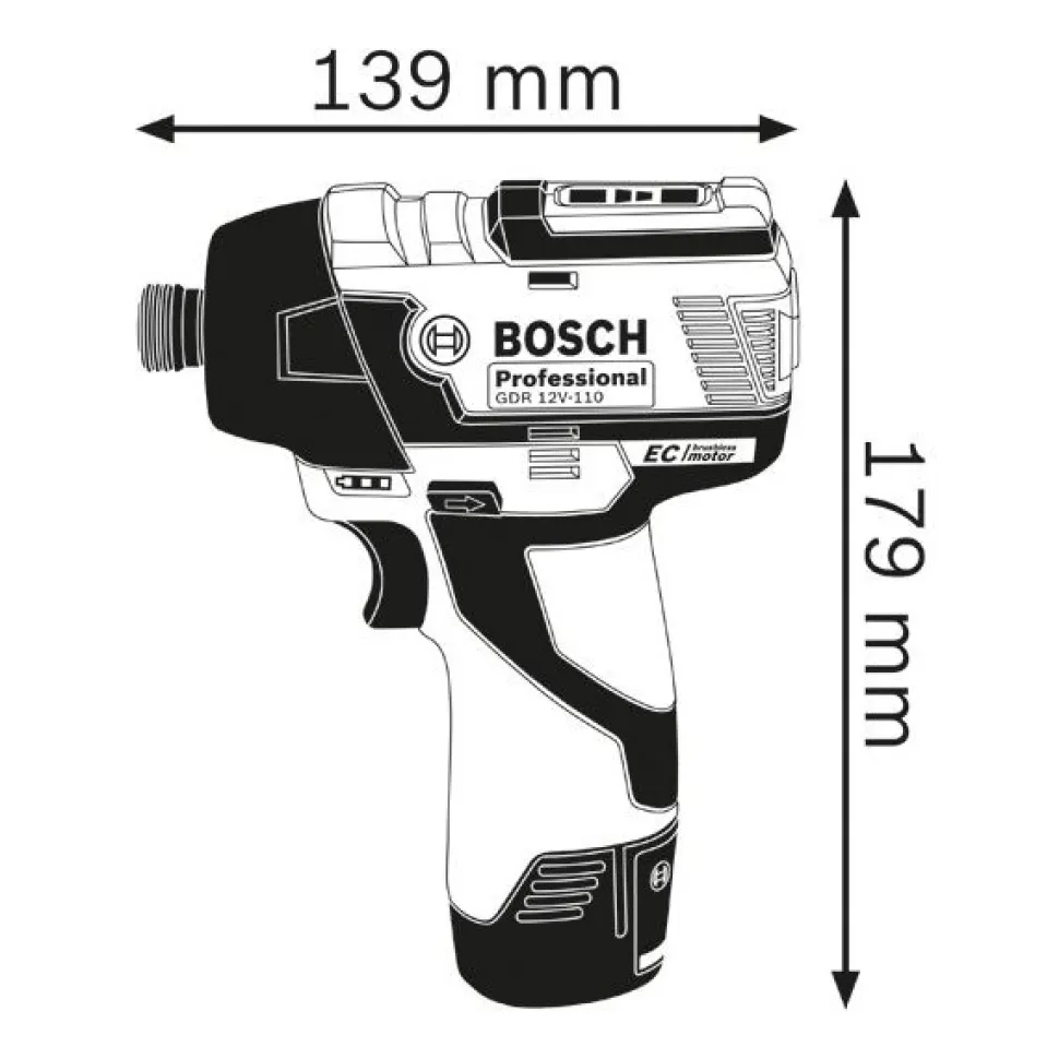 Akkuiskuruuvinväännin Bosch Professional GDR 12V-110 Solo 12V ilman akkua + L-Boxx