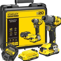 Akkuiskuruuvinväännin Stanley Fatmax V20 SFMCF830D2K-QW 3SP 18V 2x2,0 Ah akuilla + salkku