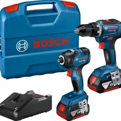 Akkukonesarja Bosch Professional GDR 18V-200 + GSR 18V-55, 2x4,0 Ah akuilla + L-Case
