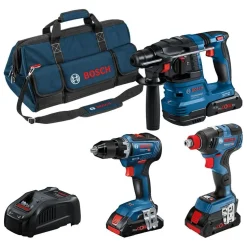 Akkukonesarja Bosch Professional 3 osaa GSR/GDX/GBH 18V 3x4,0 Ah ProCore-akuilla