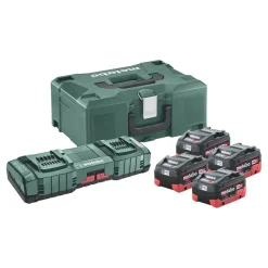 Akkupaketti Metabo 18V 4x8,0 Ah pikakäyttöisellä laturilla ASC 145 Duo