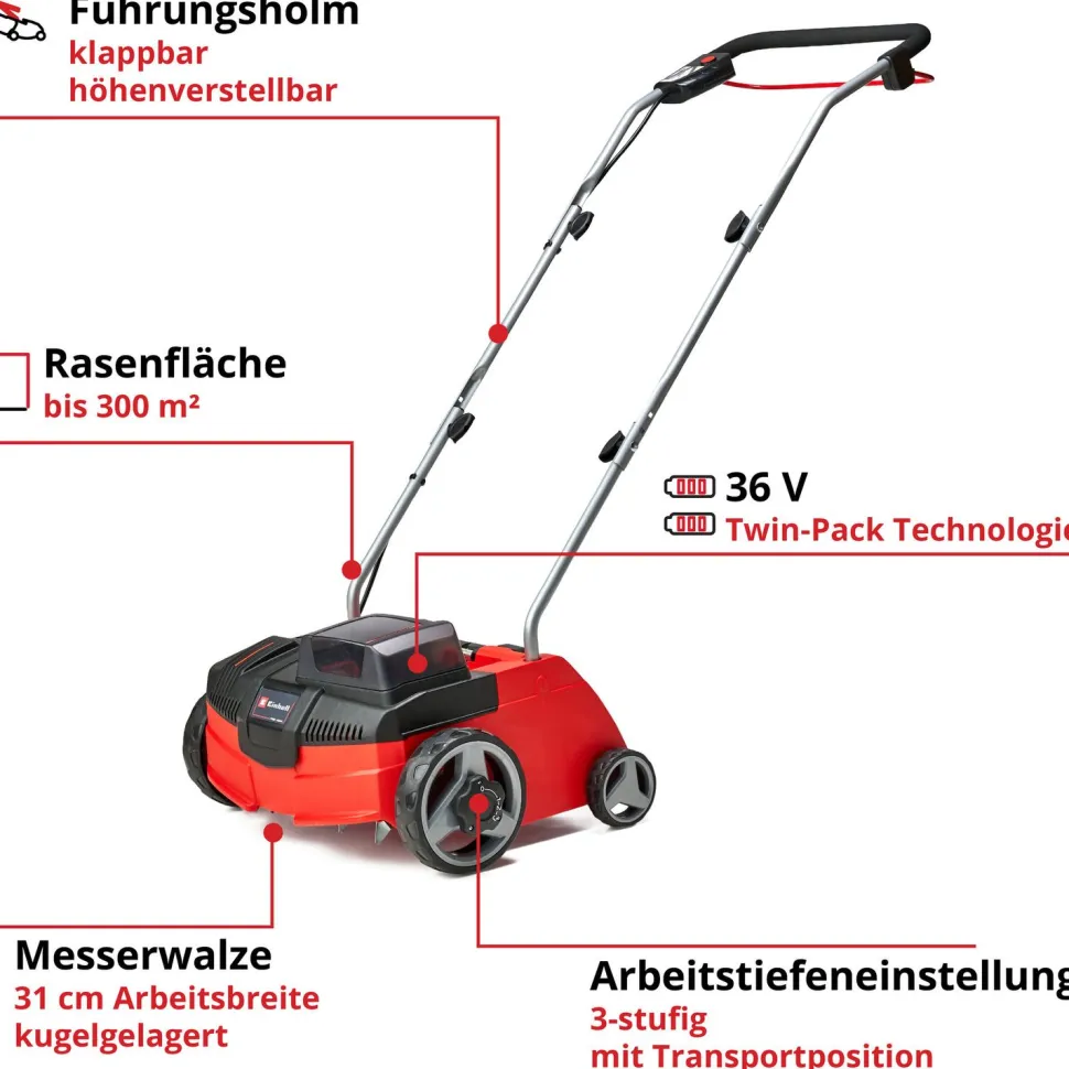 Akkuruohonilmaaja Einhell Power X-Change SC 36/31 Li Solo n. 400 m² alueille