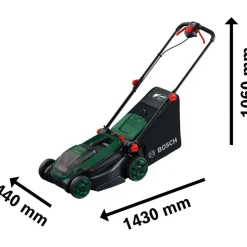 Akkuruohonleikkuri Bosch Rotak 18V2-38 2x18V 2x4,0 Ah akuilla