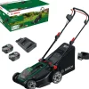 Akkuruohonleikkuri Bosch Rotak 18V2-43 2x18V 2x4,0 Ah akuilla
