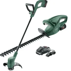 Akkutrimmeri + pensasleikkuri Bosch EasyHedgeCut 18-45 + EasyGrassCut 18-26 2,0 Ah akulla