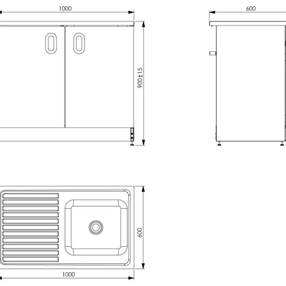 Allaskaappi Vilan Stainless VTB 10, 900x1000x600mm, musta/rst