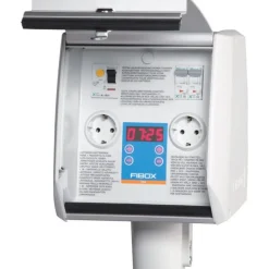Alumiinipiharasia Fibox 2A2J1V_DAL, 2 x digitaalisella kellolla varustettua pistorasiaa