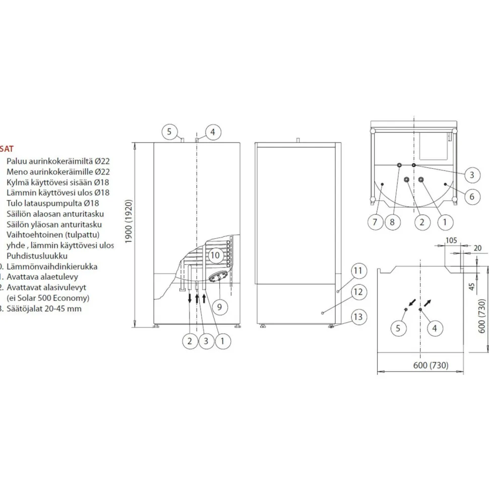 Aurinkoenergiavaraaja Jäspi Solar 300 Economy rst 290 l