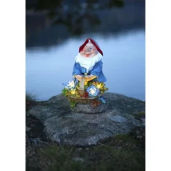 Aurinkokennokoristevalaisin Star Trading Gnomy, 22cm,  moniväri