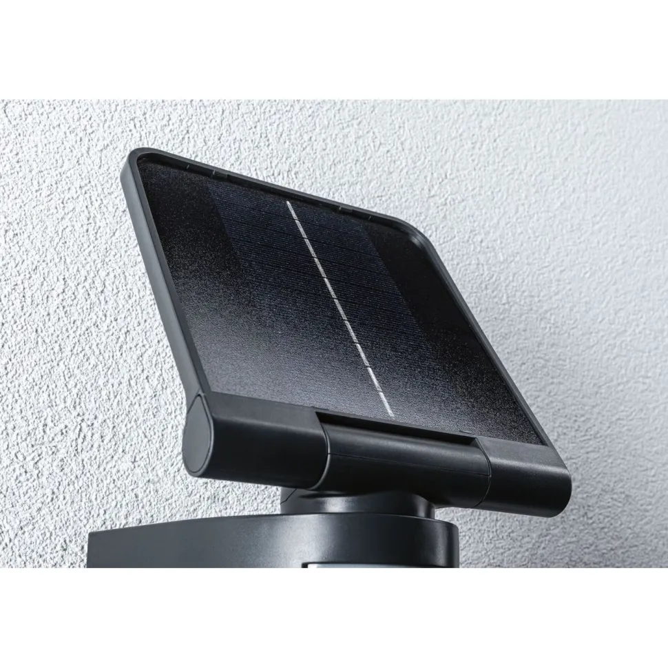 Aurinkokennoseinävalaisin Paulmann Lesla 150x130mm USB-ladattava hämäräohjattu liiketunnistin IR IP65 3000K 12.5W 1000lm antrasiitti