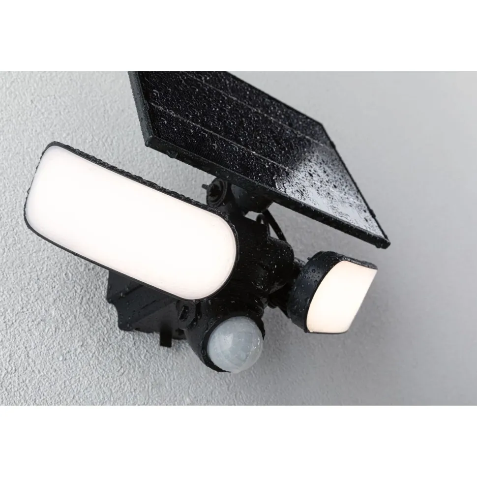 Aurinkokennoseinävalaisin Paulmann Sonlig 286x137mm USB-ladattava hämäräohjattu liiketunnistin IR IP65 3000K 2x9W 2x1100lm antrasiitti