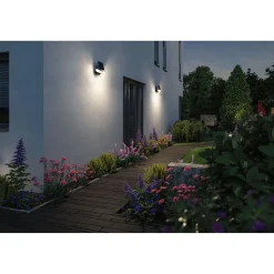 Aurinkokennoseinävalaisin Paulmann Sonlig 286x137mm USB-ladattava hämäräohjattu liiketunnistin IR IP65 3000K 2x9W 2x1100lm antrasiitti