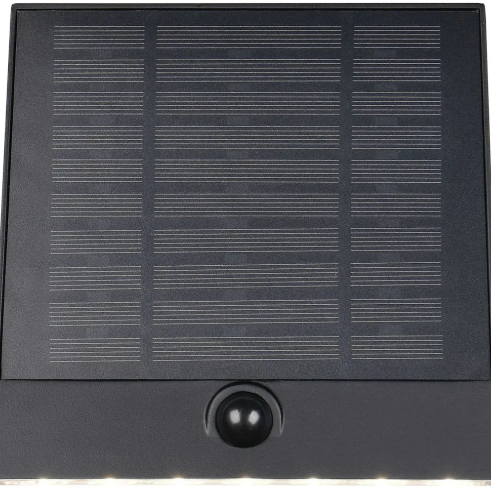 Aurinkokennoseinävalaisin Trio Alvorada Hybrid Solar LED ladattava liike- ja hämärätunnistin 4000K alas musta