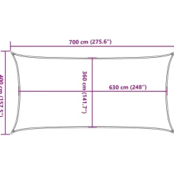 Aurinkopurje, 160 g/m² HDPE, eri värejä ja kokoja (16419)