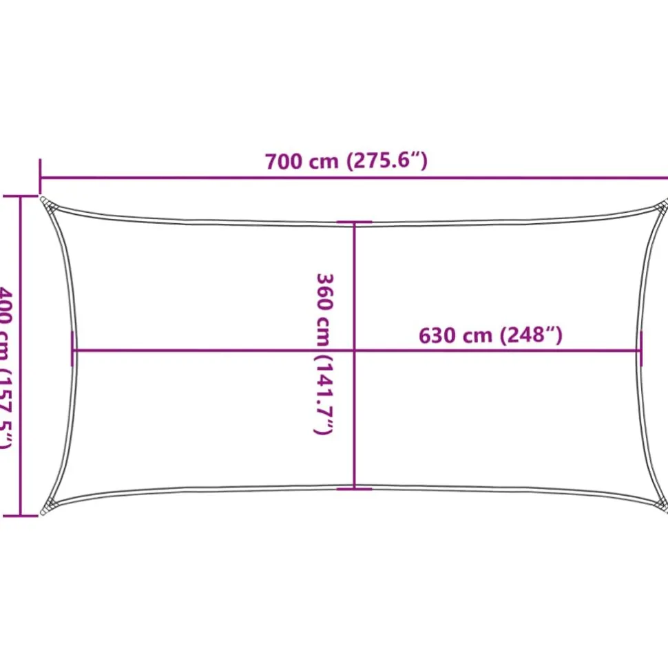 Aurinkopurje, 160 g/m² HDPE, eri värejä ja kokoja (16419)