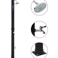 Aurinkovoimasuihku 220 cm 20 l musta
