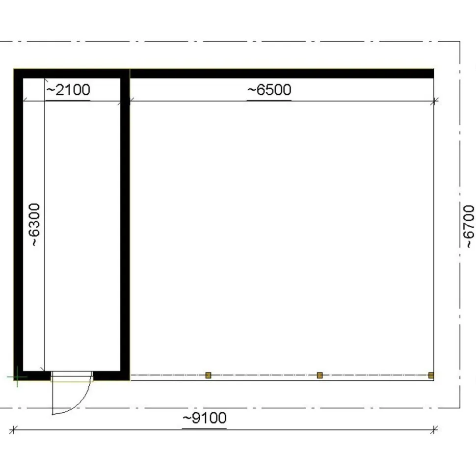 Autokatoksen runkopaketti Timburg, kahden auton seinällinen katos ja varasto, kerrosala 17 m²