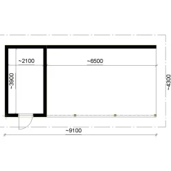 Autokatoksen runkopaketti Timburg, yhden auton seinällinen katos ja varasto, kerrosala 11 m²