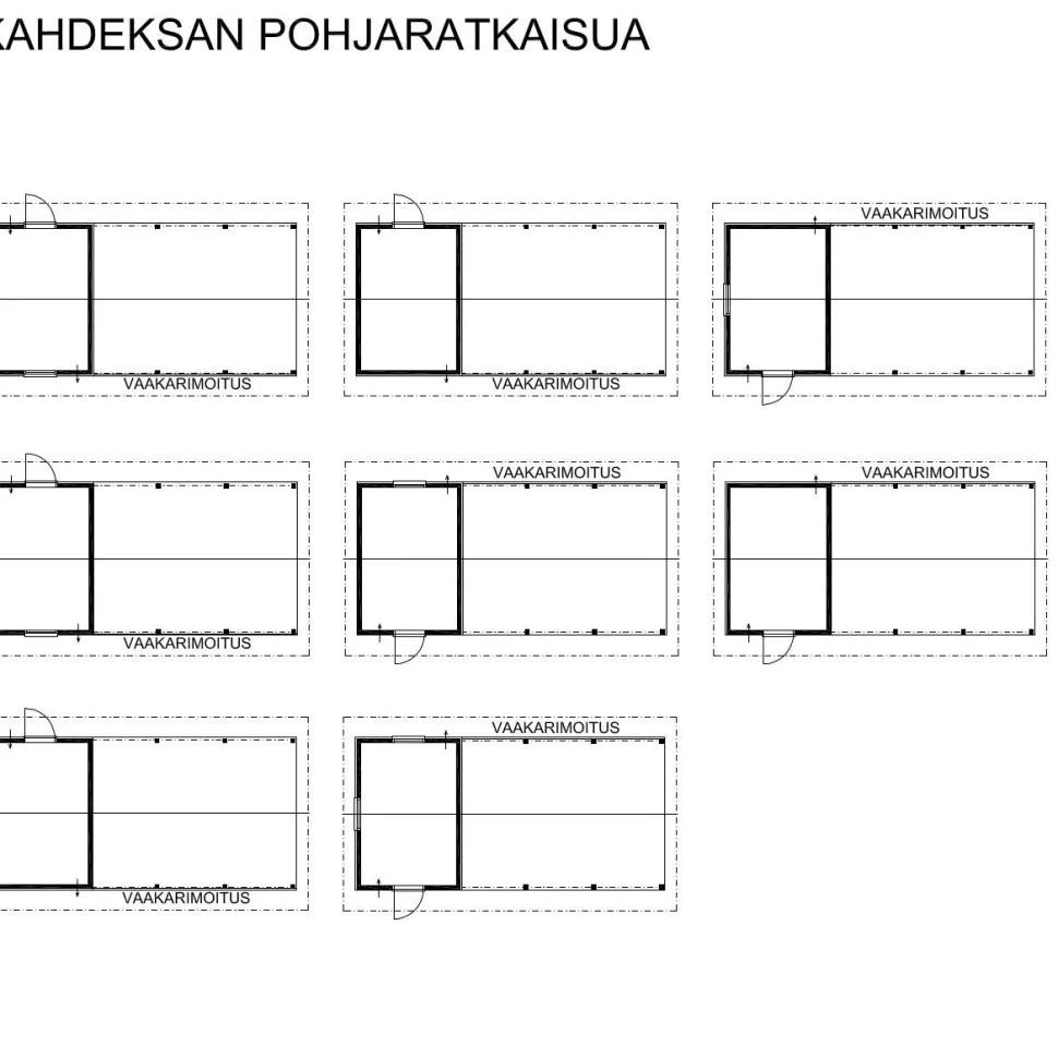 Autokatoksen runkopaketti, yhden auton vaakarimoitettu katos kylmällä varastolla, kerrosala 13 m²
