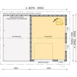 Autotalli ja -katos Piharati C1, 31m²