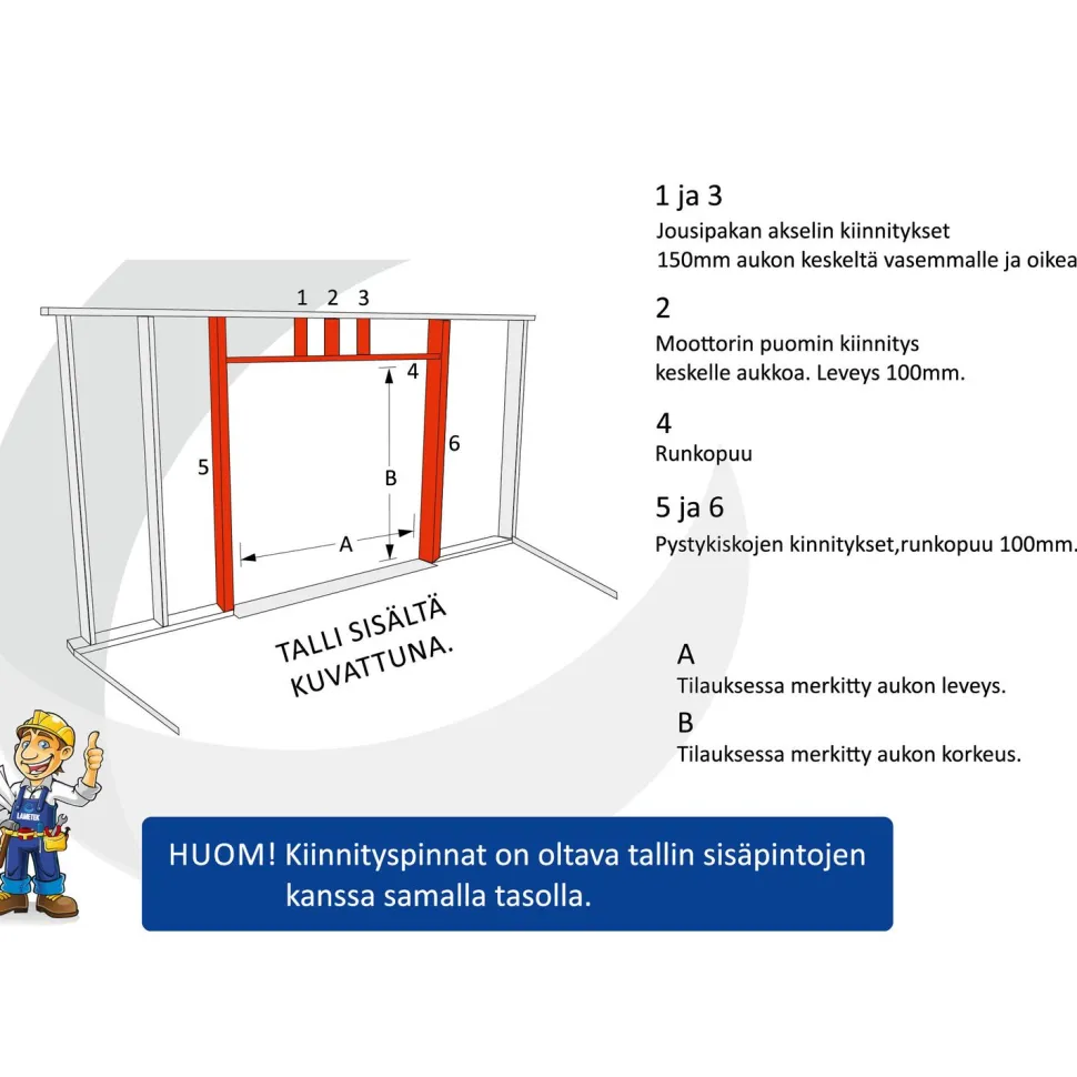Autotallin mittatilaus nosto-ovi Timburg, leveys 4400-5500 mm