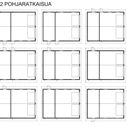 Autotallin runkopaketti, kahden auton kylmä talli varastolla, kerrosala 59,7 m²