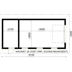 Autotallin runkopaketti Timburg, yhden auton talli ja varasto, kerrosala 39 m²