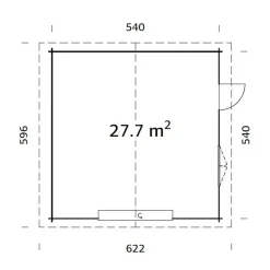 Autotalli Palmako Roger, nosto-ovella, 27,7m² FR70-5656-2