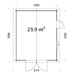 Autotalli Palmako Roger, puuovella, 23,9m² FR44-4757-3