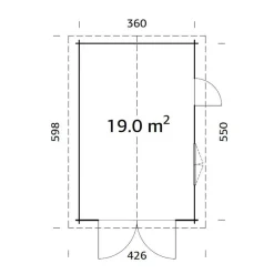 Autotalli Palmako Roger, puuovella, 19m² FR44-3857