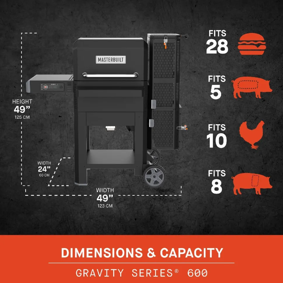 BBQ-hiiligrilli/savustin Masterbuilt Gravity Series 600, digitaalinen, wifi-ohjattava