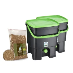 Bokashi keittiökompostori BioProffa Organko tuplapakkaus 16 l musta/vihreä