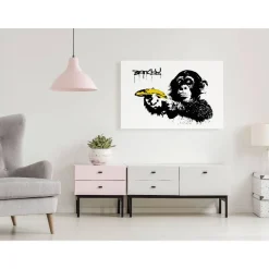 Canvas-taulu Artgeist Banksy: Monkey with Banana, 1-osainen, leveä, eri kokoja