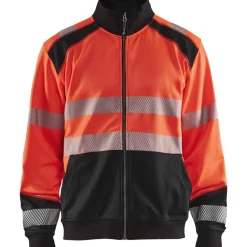 Collegepaita Blåkläder 3558 Highvis vetoketjulla huomiopunainen/musta