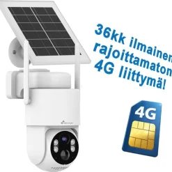 Dome-valvontakamera Celotron Nivian Tuya Smart, akulla ja aurinkokennolla, 4G (LTE) modeemilla + 3 vuoden ilmaisella, rajoittamattomalla internet yhteydellä