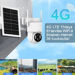 Dome-valvontakamera Celotron Nivian Tuya Smart, akulla ja aurinkokennolla, 4G (LTE) modeemilla + 3 vuoden ilmaisella, rajoittamattomalla internet yhteydellä