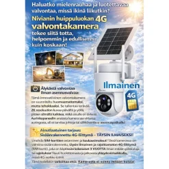 Dome-valvontakamera Celotron Nivian Tuya Smart, akulla ja aurinkokennolla, 4G (LTE) modeemilla + 3 vuoden ilmaisella, rajoittamattomalla internet yhteydellä