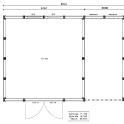 Elementtivarasto Timburg E17M 6040x4240 mm 25.59 m² puuvalmis