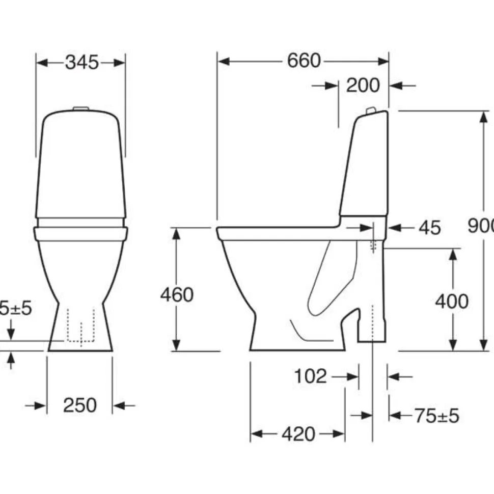 Gustavsberg WC-istuin Nautic 1596 Hygienic Flush, avo-S, korkea malli