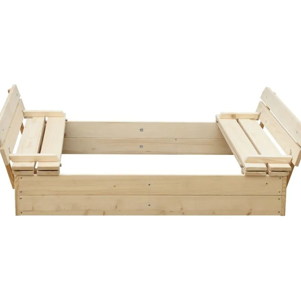 Hiekkalaatikko taitettavalla kannella ja penkillä Timbela M051-1, 118x122x20cm