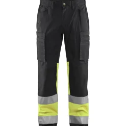 Huomiohousut Blåkläder 1551 Highvis Stretch musta/huomiokeltainen