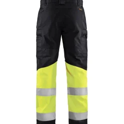 Huomiohousut Blåkläder 1551 Highvis Stretch musta/huomiokeltainen