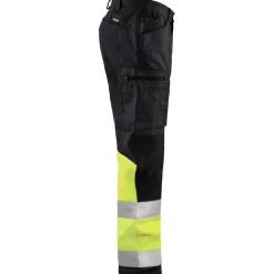 Huomiohousut Blåkläder 1551 Highvis Stretch musta/huomiokeltainen
